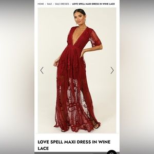 Showpo Burgundy Lace Maxi Dress